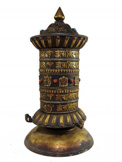 Cooper Prayer Wheel With Stand, [antique Finishing]