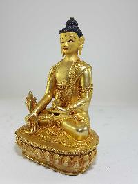 Tibetan Statue Of Medicine Buddha [full Fire Gold Plated] With [painted Face]