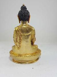 Tibetan Statue Of Medicine Buddha [full Fire Gold Plated] With [painted Face]