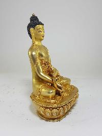 Tibetan Statue Of Medicine Buddha [full Fire Gold Plated] With [painted Face]