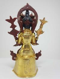 Tibetan Statue Of Maitreya Buddha [full Fire Gold Plated] With [painted Face]