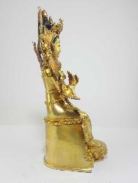 Tibetan Statue Of Maitreya Buddha [full Fire Gold Plated] With [painted Face]