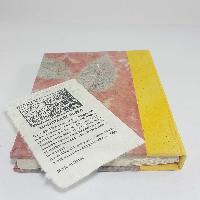 Three Flower, Lokta Paper [small] Notebook, [40 Pages], [tie Dye], [real Flower], Red