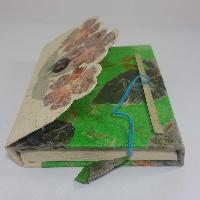 Flower Design, Lokta Paper [small] Notebook, [40 Pages], [tie Dye], [real Flower], Green White