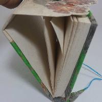 Flower Design, Lokta Paper [small] Notebook, [40 Pages], [tie Dye], [real Flower], Green White