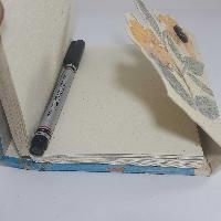 Flower Design, Lokta Paper [small] Notebook, [40 Pages], [tie Dye], [real Flower], Blue White