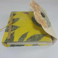 Flower Design, Lokta Paper [small] Notebook, [40 Pages], [tie Dye], [real Flower], Yellow Shite