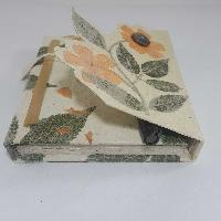 Flower Design, Lokta Paper [small] Notebook, [40 Pages], [tie Dye], [real Flower], White