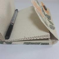 Flower Design, Lokta Paper [small] Notebook, [40 Pages], [tie Dye], [real Flower], White