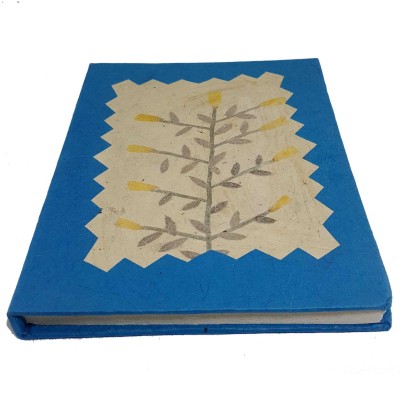 Plant Design, Lokta Paper [medium] Notebook, [45 Pages], [tie Dye], [real Flowers], Blue
