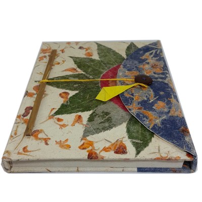 Folding Lock, Lokta Paper [medium] Notebook, [45 Pages], [tie Dye], Many [real Flowers] 2