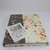 Folding Lock, Lokta Paper [medium] Notebook, [45 Pages], [tie Dye], Many [real Flowers]