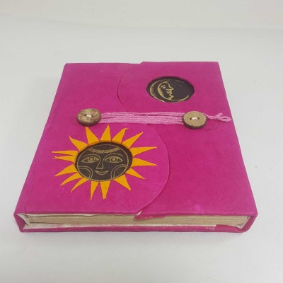 Foldable Son And Moon, Lokta Paper [small] Notebook, [40 Pages], Pink