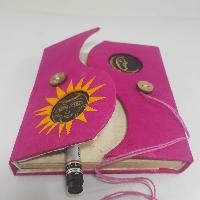 Foldable Son And Moon, Lokta Paper [small] Notebook, [40 Pages], Pink