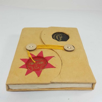 Foldable Son And Moon, Lokta Paper [small] Notebook, [40 Pages],flushed Yellow