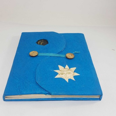Foldable Son And Moon, Lokta Paper [medium] Notebook, [45 Pages], Blue