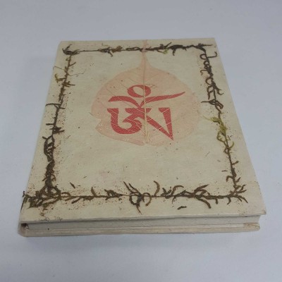 Peepal - Ficus Leaf, Lokta Paper [small] Notebook, [40 Pages], [real Flowers] With Om