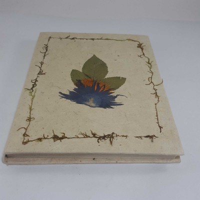 Peepal - Ficus Leaf,lokta Paper [medium] Notebook, [45 Pages], [real Flowers]