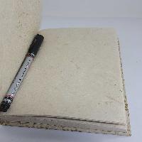 [peacock Feather], Lokta Paper [medium] Notebook, [45 Pages], Flower Print, Off White
