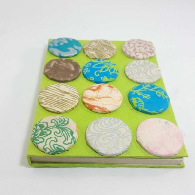 Circles Design, Lokta Paper [small] Notebook, [40 Pages], Parrot Green Base, [patchwork]