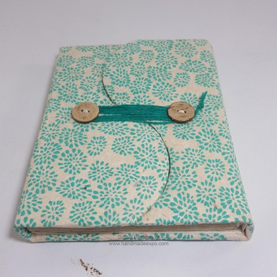 Folding Lokta Paper [small] Notebook, [40 Pages], Flower Design, [screen Print]