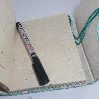 Folding Lokta Paper [small] Notebook, [40 Pages], Flower Design, [screen Print]