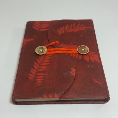 Folding Lokta Paper [small] Notebook, [40 Pages], Flower Print, [veggie Dye]