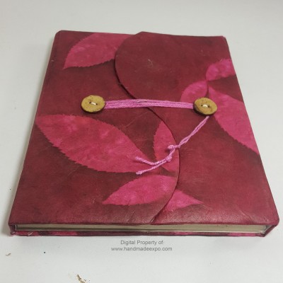 Folding Lokta Paper [medium] Notebook, [45 Pages], Flower Print, Red