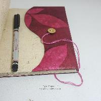 Folding Lokta Paper [medium] Notebook, [45 Pages], Flower Print, Red