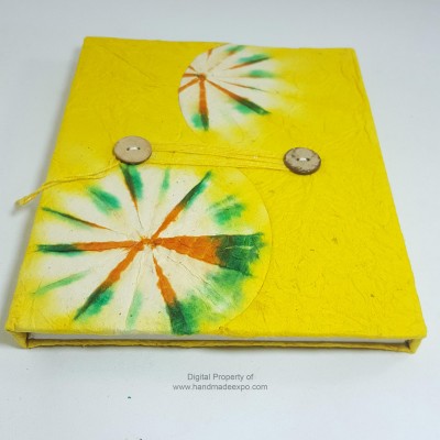 Folding Lokta Paper [medium] Notebook, [45 Pages], Tie Dye Yellow, [veggie Dye]