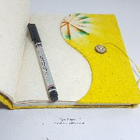 Folding Lokta Paper [medium] Notebook, [45 Pages], Tie Dye Yellow, [veggie Dye]
