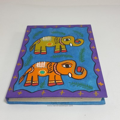 Mithila Design, Lokta Paper [small] Notebook, [40 Pages], 2 Elephant, [mithila Art]