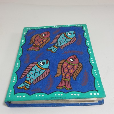 Mithila Design, Lokta Paper [small] Notebook, [40 Pages], Fishes V2, [mithila Art]