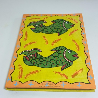 Mithila Design,lokta Paper [medium] Notebook, [45 Pages], 2 Fishes, [mithila Art]