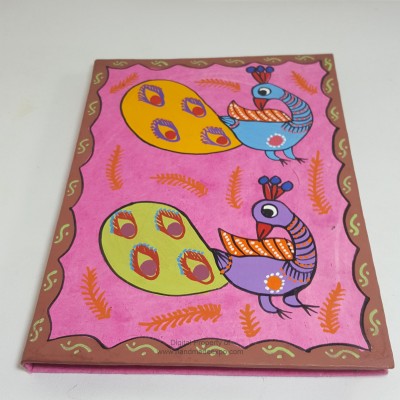 Mithila Design, Lokta Paper [medium] Notebook, [45 Pages], 2 Peacock, [mithila Art]