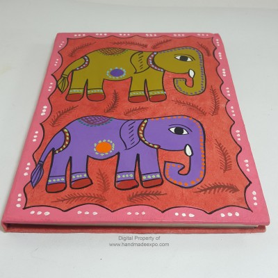 Mithila Design, Lokta Paper [medium] Notebook, [45 Pages], 2 Elephant, [mithila Art]