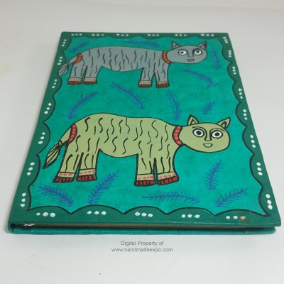Mithila Design, Lokta Paper [medium] Notebook, [45 Pages] 2 Cats, [mithila Art]