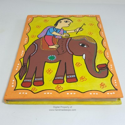 Mithila Design, Lokta Paper [medium] Notebook, [45 Pages], War Elephant, [mithila Art]