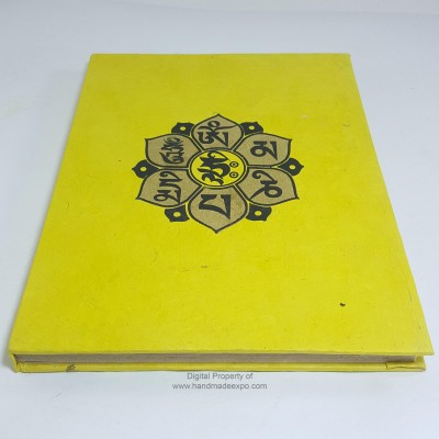 Om Mani Padme Hum Printed, Lokta Paper [medium] Notebook, [45 Pages], [screen Print]
