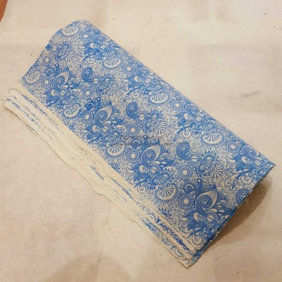 Nepali Lokta Wrapping Paper, Flower Printed, [screen Print]