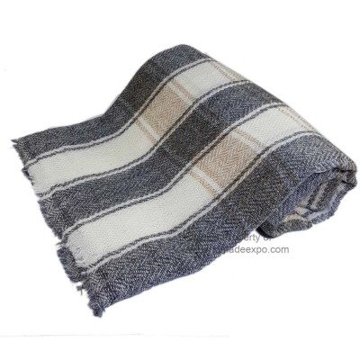 Pashmina Shawl, Nepali Pashmina Shawl, Four-ply Wool, [natural Mix Color]