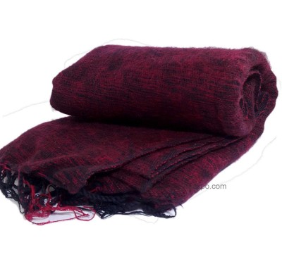 Yak Wool Shawl, Nepali Acrylic Hand Loom Shawl, [dark Pink]