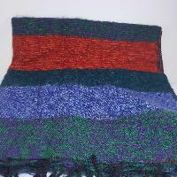 Yak Wool Shawl, Nepali Acrylic Hand Loom Shawl, [3 Shades Of Blue, Orange]