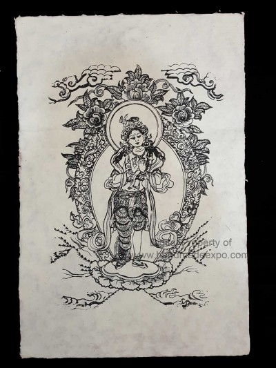 Printed On Handmade Lokta Paper, [screen Print], Green Tara