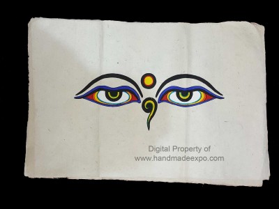 Printed On Handmade Lokta Paper, [hand Painted], [screen Print], Buddha Eye
