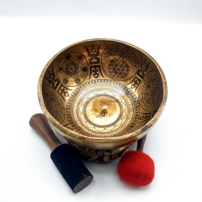 Fine Carving Singing Bowl [lingam], With [7 Chakra], [etching Carving], [select Accessories]