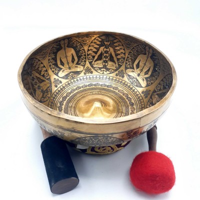 Fine Carving Singing Bowl [lingam], With [7 Chakra], [etching Carving], [select Accessories]