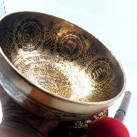 Fine Carving Singing Bowl [jambati], With [vajrasattva Shakti], [etching Carving], [select Accessories]