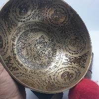 Fine Carving Singing Bowl [jambati], With [jambhala], [etching Carving], [select Accessories]
