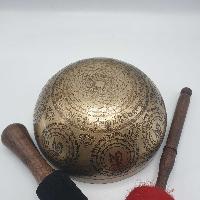 Fine Carving Singing Bowl [jambati], With [jambhala], [etching Carving], [select Accessories]